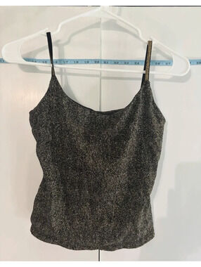 Shameless Y2K Black Gold Metallic Lurex Cami Tank Top Size Medium